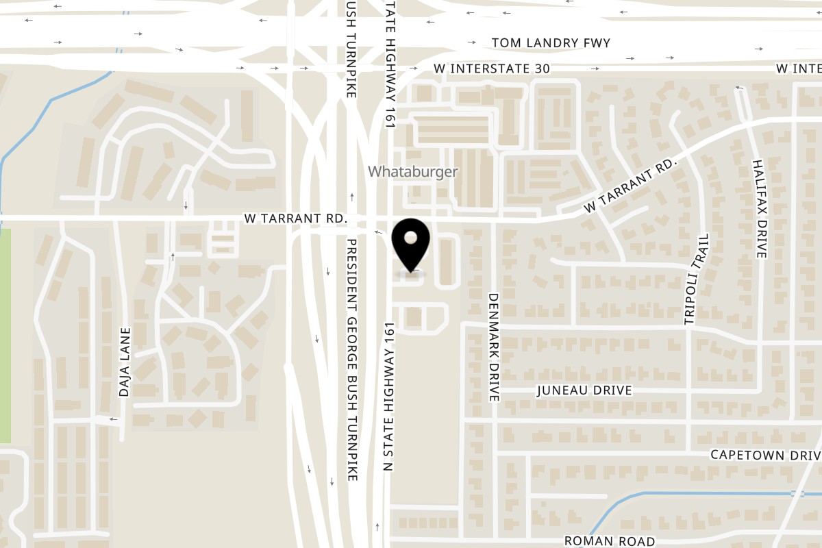 Map showing the location of Hangry JAJA Hangry JAJA on 1350 State Hwy 161 in Grand Prairie